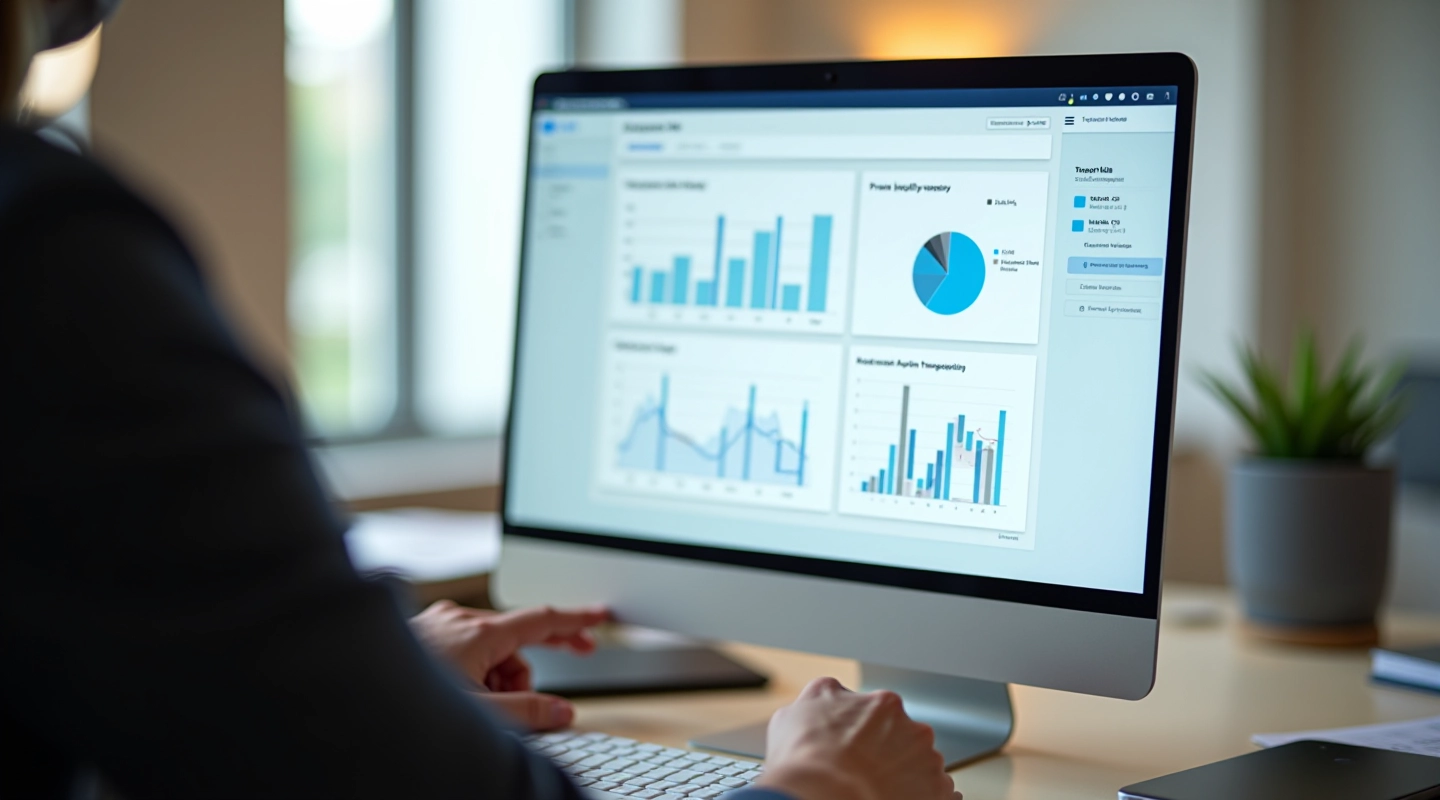 Dashbord med analysedata og målinger for afkastopbygning