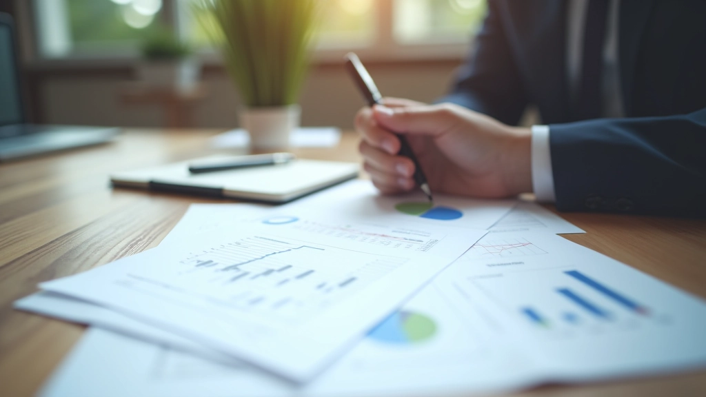 Finansiel analyse og planlægning dokumenter på arbejdsbord
