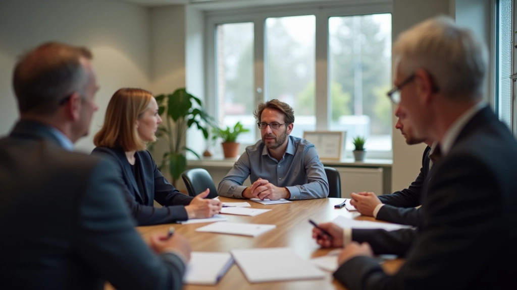 Møde med virksomhedsledere der diskuterer feedback-data