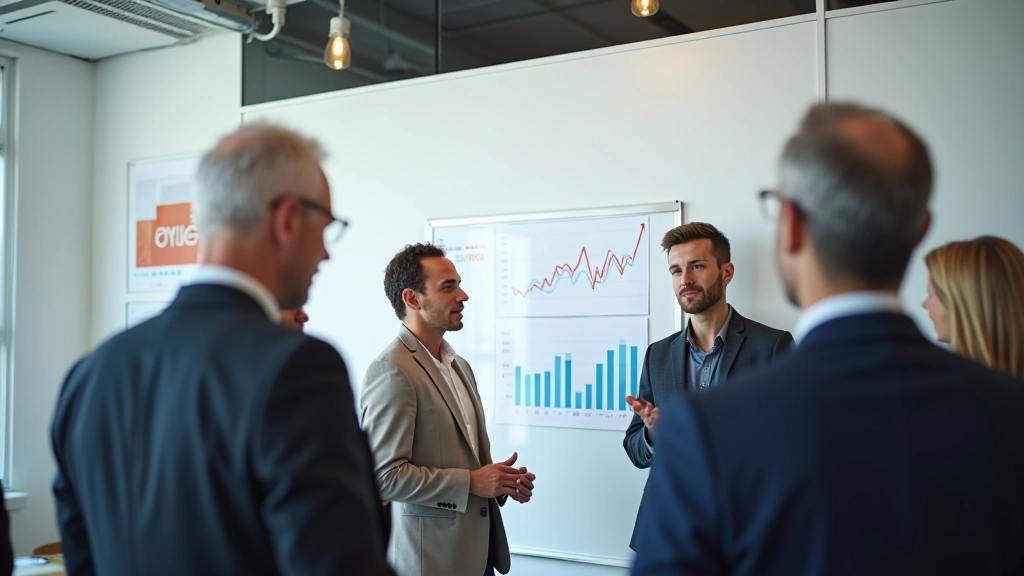 Team diskuterer feedback og resultater omkring et bord